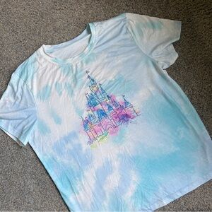 Women’s cut Disney Castle T-Shirt - Blue & White size XL
